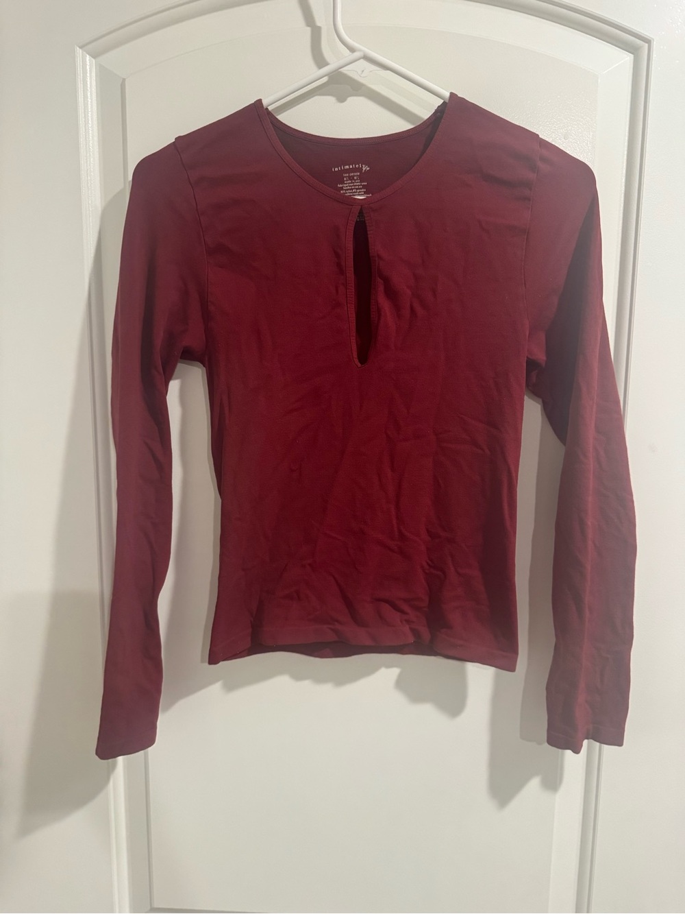 Free People Long Sleeve Keyhole Top - Burgundy